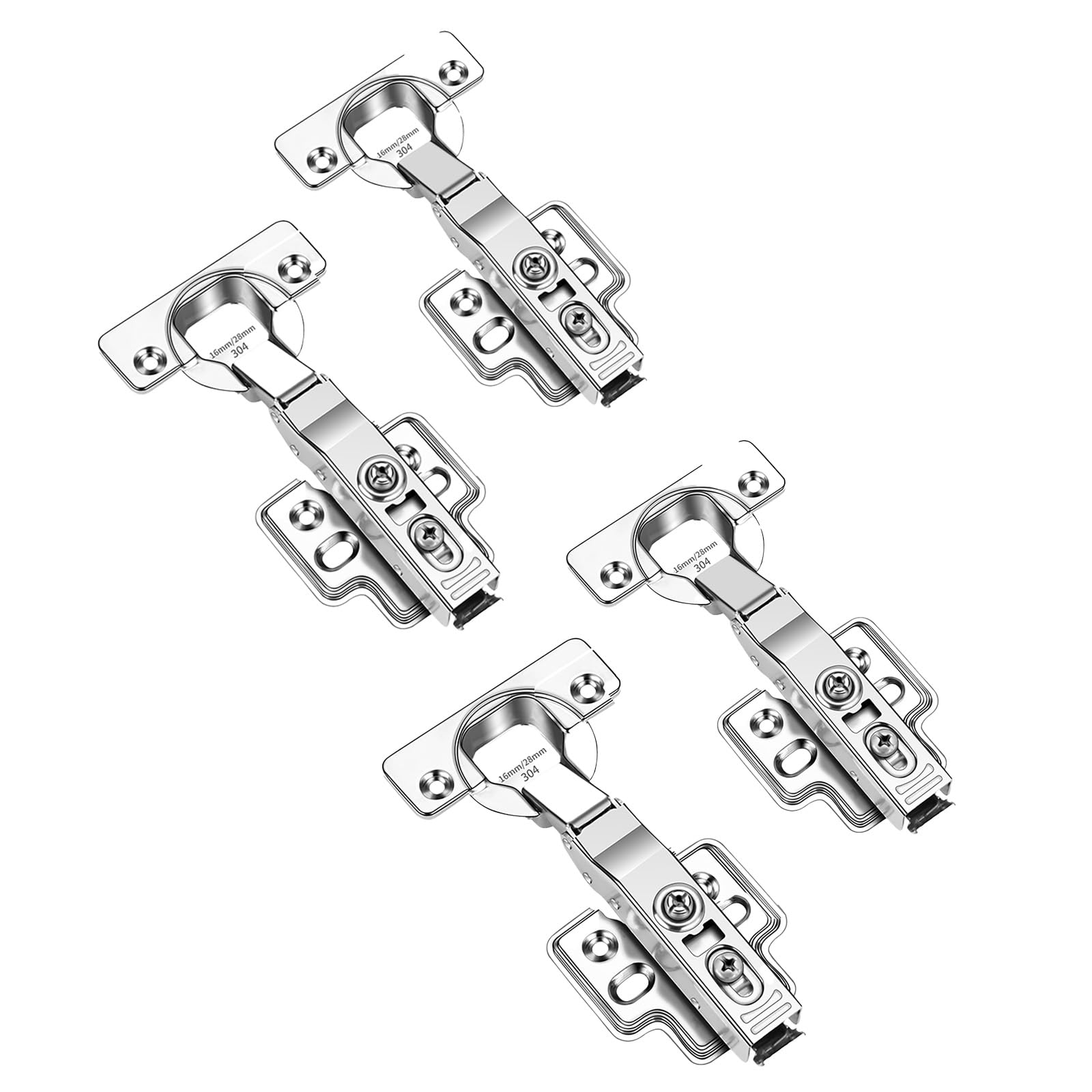Soft Close Cabinet Hinges – Adjustable for Thick Doors (16mm-28mm) – 45°-90° Free Stop Angle, Quiet & Smooth for Kitchen & Bathroom Cabinets (Full-Cover, 4pcs)
