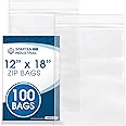 Spartan Industrial - 12” X 18” (100 Count) 2 Mil Clear Reclosable Zip Plastic Poly Bags with Resealable Lock Seal Zipper