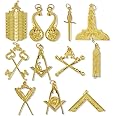 JEVVY CRAFTS Masonic Blue Lodge Officer Collar Jewels (Gold) Set of 12 Pieces - Official Regalia for Lodge Leadership