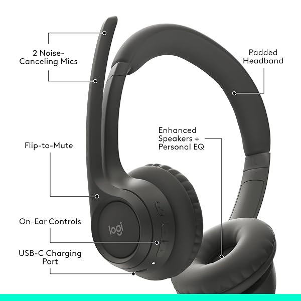 LOGITECH ZONE 301 WIRELESS BLUETOOTH HEADSET WITH NOISE-CANCELING MICROPHONE, COMPATIBLE WITH WINDOWS, MAC, CHROME, LINUX, IOS, IPADOS, ANDROID – GRAPHITE