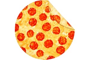 Vessia Pizza Printed Throw Blanket, Realistic Funny Round Food Blanket for Adults and Kids, 300GSM Novelty Pepperoni Pizza Throw for Couch, Sofa, Bed, Fun Comfy Cozy Gifts for Boys, Girls, 60 inches