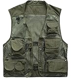 ZSHOW Men's Mesh Fishing Vest Multi Pockets Photography Outdoor Jacket