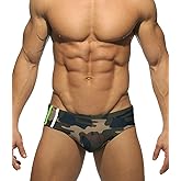 MIZOK Men's Ployester Swimsuit Bikini Briefs with Adjustable Drawstring