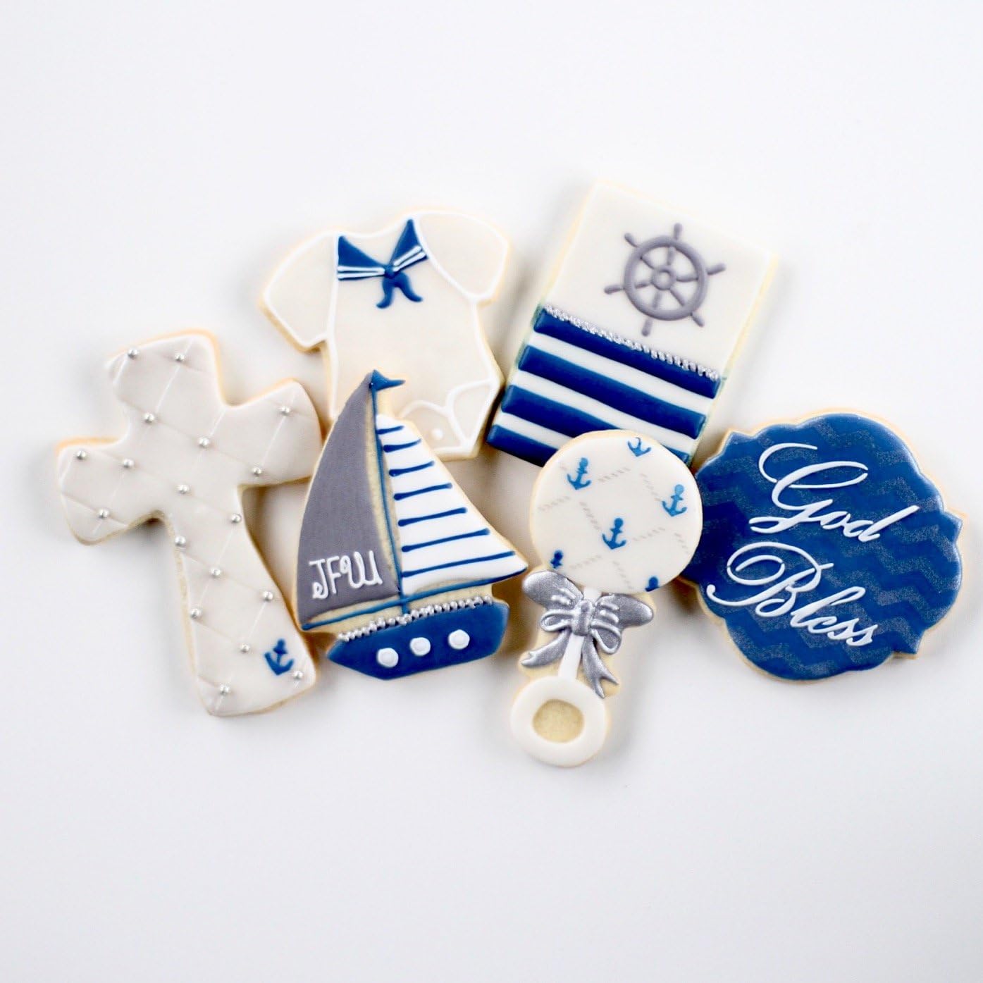 ½ Dz. Baptismal Nautical Baby Cookies! God’s Little Fisherman!