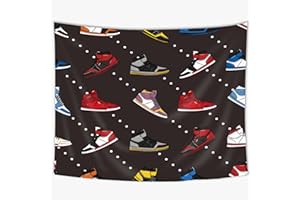 SVBright Retro Basketball Shoes Tapestry 51Hx59W Inch Sneaker Decorations Backdrop Party Sports Footwear Teen Boys Men Red Black White Art Wall Hanging Bedroom Living Room Blanket Dorm Decor Fabric
