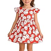 Toddler Girls Casual Dress Farm Animal Horse Print Dresses Flutter Sleeve Clothes 2-8Y