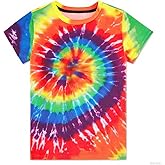 siliconewidget Boys Tie Dye Shirt Size 4-14 Kids Girl Tie Dye Shirts Short Sleeve Hippie Tshirt