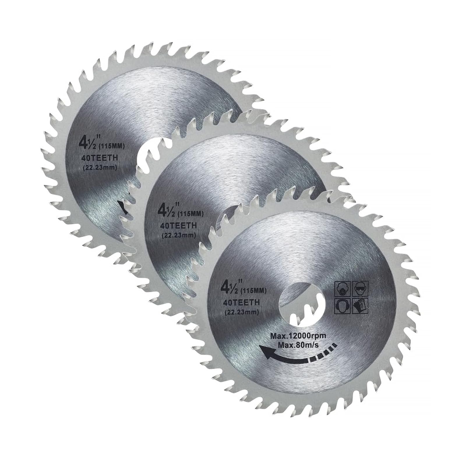 Wjelet 3 Pcs 115mm Carbide Circular Saw Blades, 4.5 inch 40 Teeth Angle Grinder Discs Cutting Disc for Woodworking, Mitre Fishing Saw Blade For Angle Grinder
