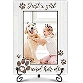 Dog Mom Gifts for Women Just A Girl And Her Dog Wooden Dog Picture Frame Wooden Photo Frame with Stand Dogs Lovers Gifts for Women Friendship Gift Birthday Christmas Desk Decor 4x6 Photo Frame-A09
