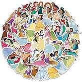 Cartoon Disney Princess Stickers, Cute Waterproof Vinyl Decal for Teen Kids Adult Girl Notebook, Laptop, Travel Case, Phone, Bike, Water Bottle, Guitar, Computer, Skateboard (Princess)