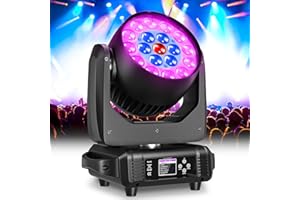 LED Moving Head Light 19x15W Beam/Wash/Zoom Effect, RGBW 4in1 Stage Lights Professional Auto, DMX512, Sound Activated and Sel