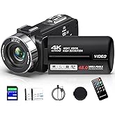 THPACIP 4K Camcorder Video Camera 48MP IR Night Vision Vlogging Camera for YouTube,18X Digital Zoom Camcorder Recorder 3.0" IPS 270° HD Screen with 32GB SD Card, Remote Control and 2 Batteries