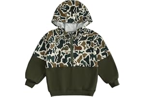 Fernvia Toddler Baby Boy Clothes Camouflage Half Zip-up Long Sleeve Hoodies Sweatshirt Casual Pullover for Kids boys