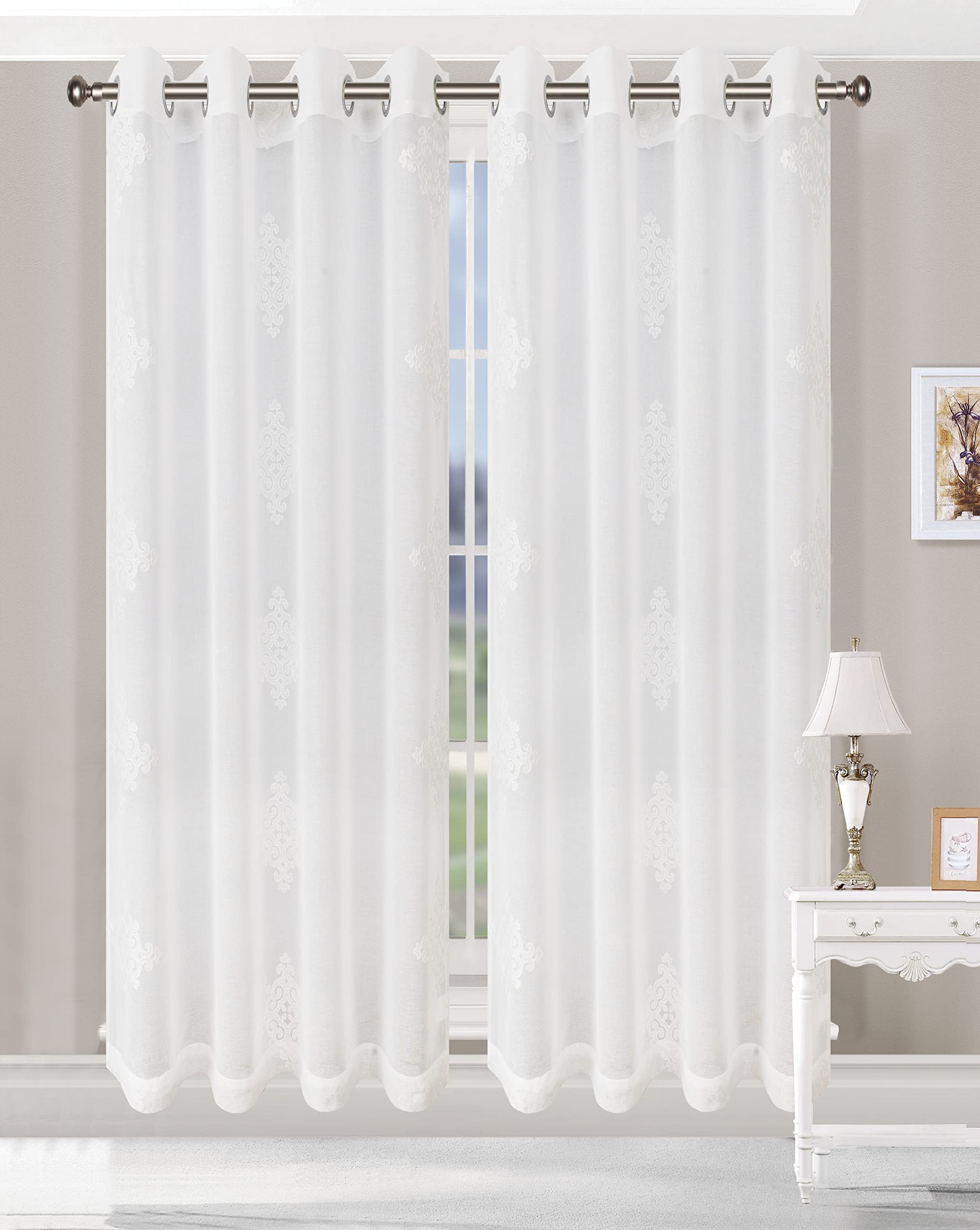 Superior Curtain Panels, Polyester, White, 52" x 84"