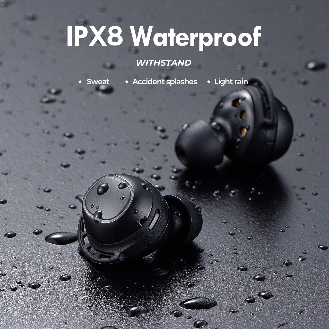 Wireless Earbuds, Mpow M30 in-Ear Bluetooth Headphones, Immersive Bass Sound, IPX8 Waterproof Sport Earphones, Touch Control Bluetooth Earbuds, 25 Hrs w/USB-C Charging Case/Twin&Mono Mode/Mics,Black: Electronics