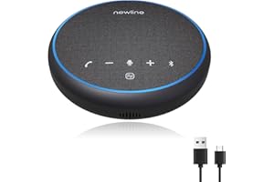 N newline Conference Speaker and Microphone, Bluetooth & USB Connection, Speakerphone with 360° & 16 Feet Voice Pickup, 2 Mics, AI Noise Reduction, for Home Office, Meeting Teams