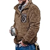 Beotyshow Mens Aztec Fleece Jackets Fuzzy Sherpa Pullover Sweatshirts Winter Coats Western Vintage Sweaters with Pocket