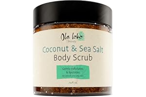 OLA LOKO Coconut and Dead Sea Salt Body Scrub - Body Scrub Exfoliator, Scrubs & Body Treatments with Hyaluronic Acid & Vitamin E, Exfoliating Body Scrub to Moisturize & Remove Dead Skin, Exfoliating Scrub