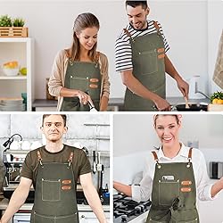 OUNLEN Chef Apron for Men Women Canvas Aprons with