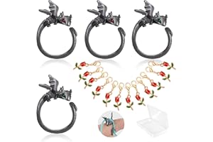 HUISUYTON Dragon Crochet Tension Ring for Finger, 4Pcs Lefties & Righties Crochet Rings, Yarn Guide Ring for Crocheters Knitters Mom Grandma Gifts