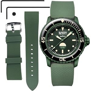 Ocdin 22 MM Watch Strap Replacement for Blancpain X Swatch with Hex Spanner Quick Release Silicone Watch Band Compatible with