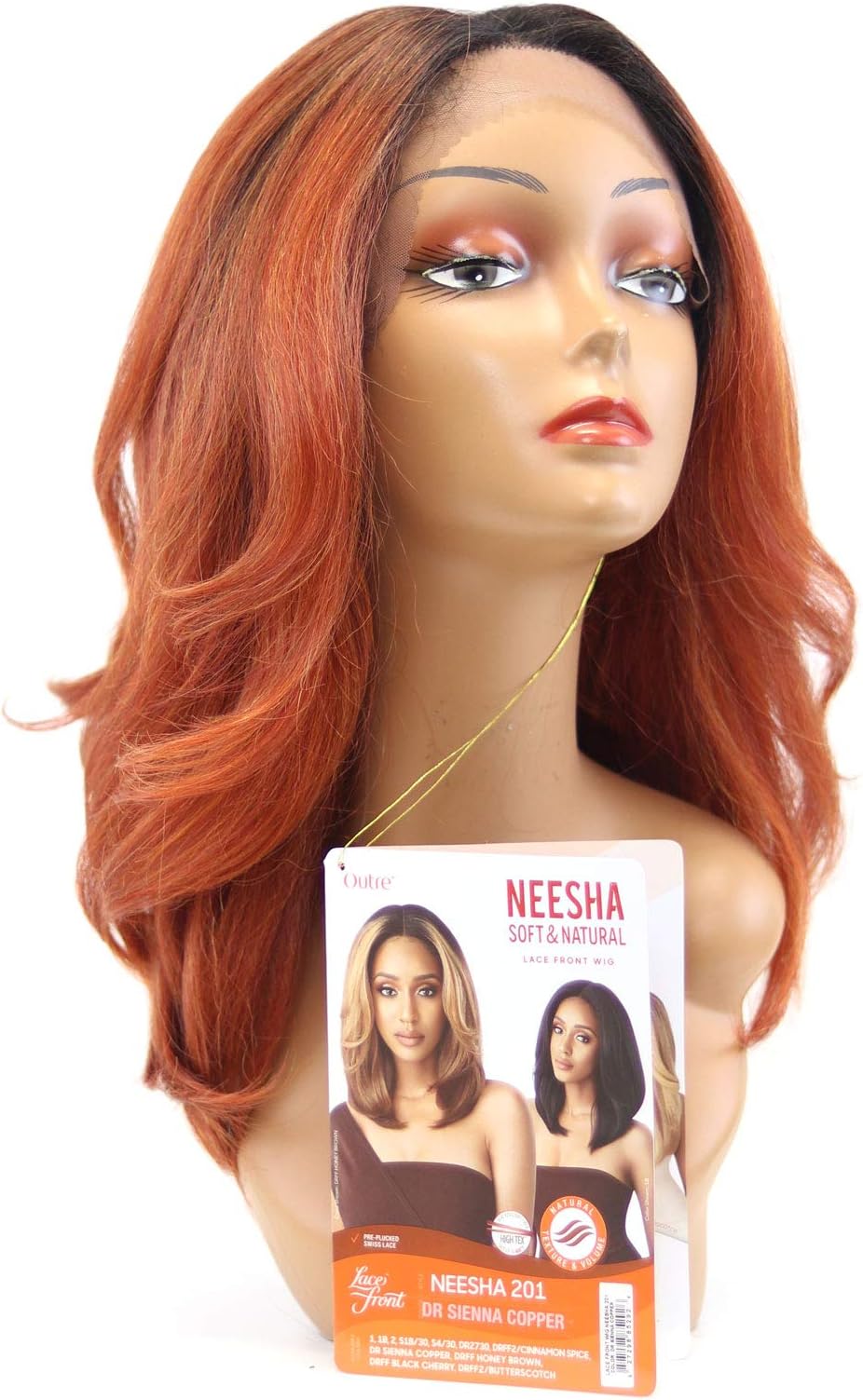 NEESHA OT006 Natural & Soft Lace Front Wigs for Women - Pre-plucked Swiss Lace Natural Texture & Volume (SIENNA COPPER)
