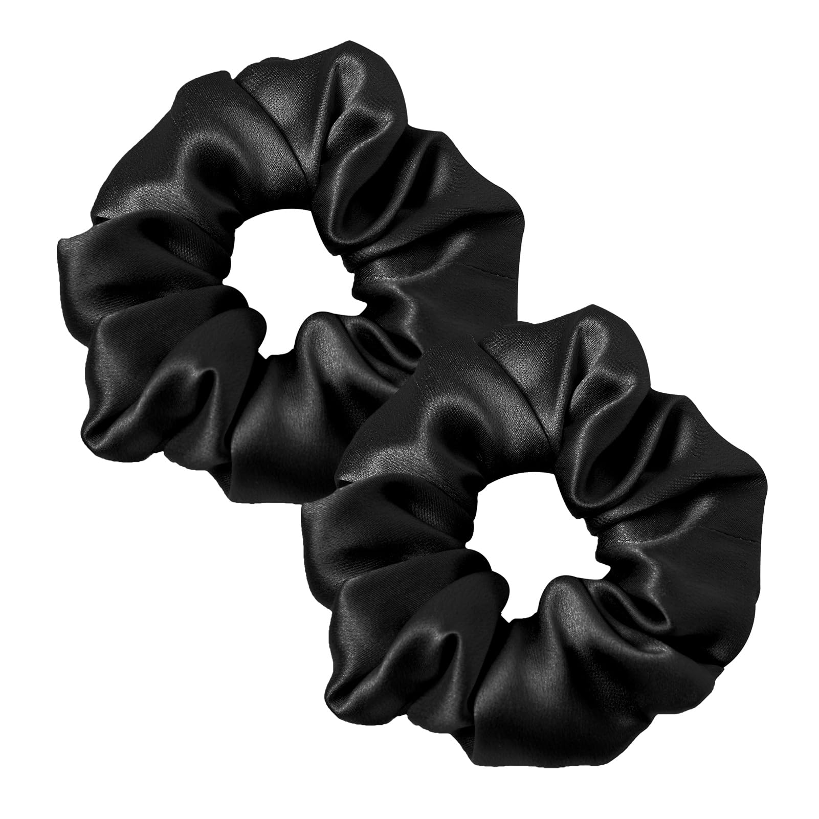 LILYSILK Women's 100% Silk Hair Scrunchies Ladies Elastic Hair Tie Bobbles Ponytail Holders for All Hair Type and Conditions and Preventing Hair Frizz Breakage Loss,Black 2pcs