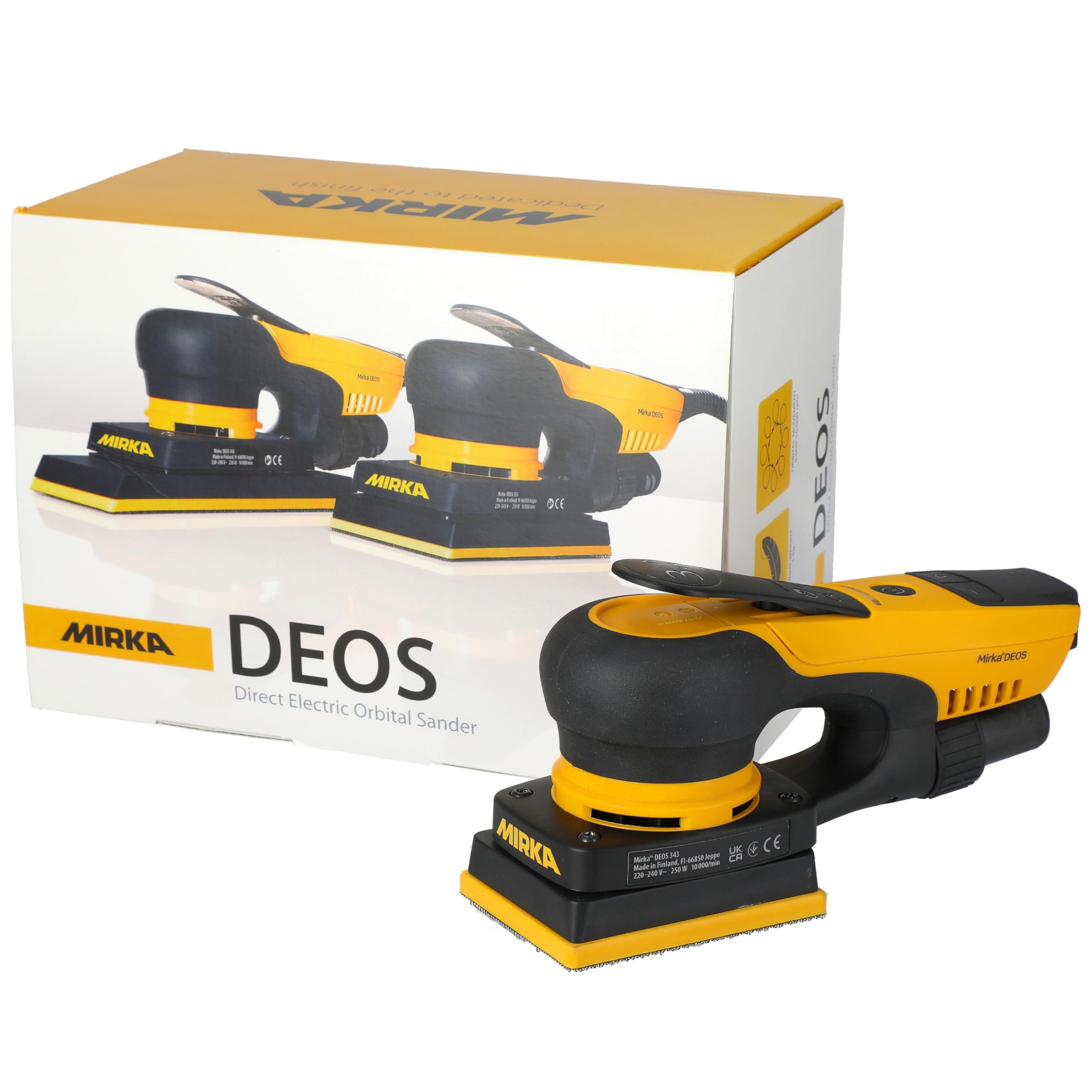 Photo 1 of Mirka DEOS 343X CV Compact Sheet Sander, 3 mm Orbit, 3" x 4", Lightweight and Ergonomic, for Windows, Doors, Furniture, Dust-Free Use