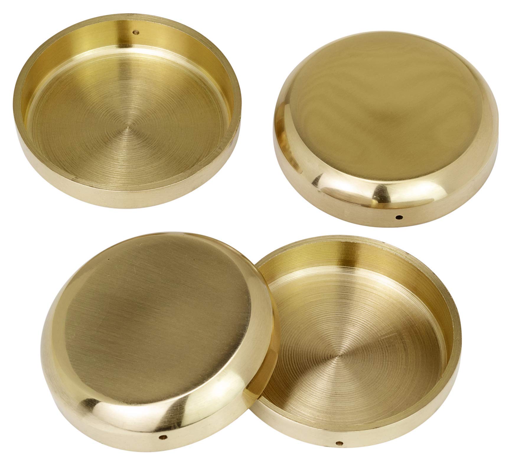 UK Brass Castor Cups (Set of 4) – Solid Polished Brass – Antique Vintage