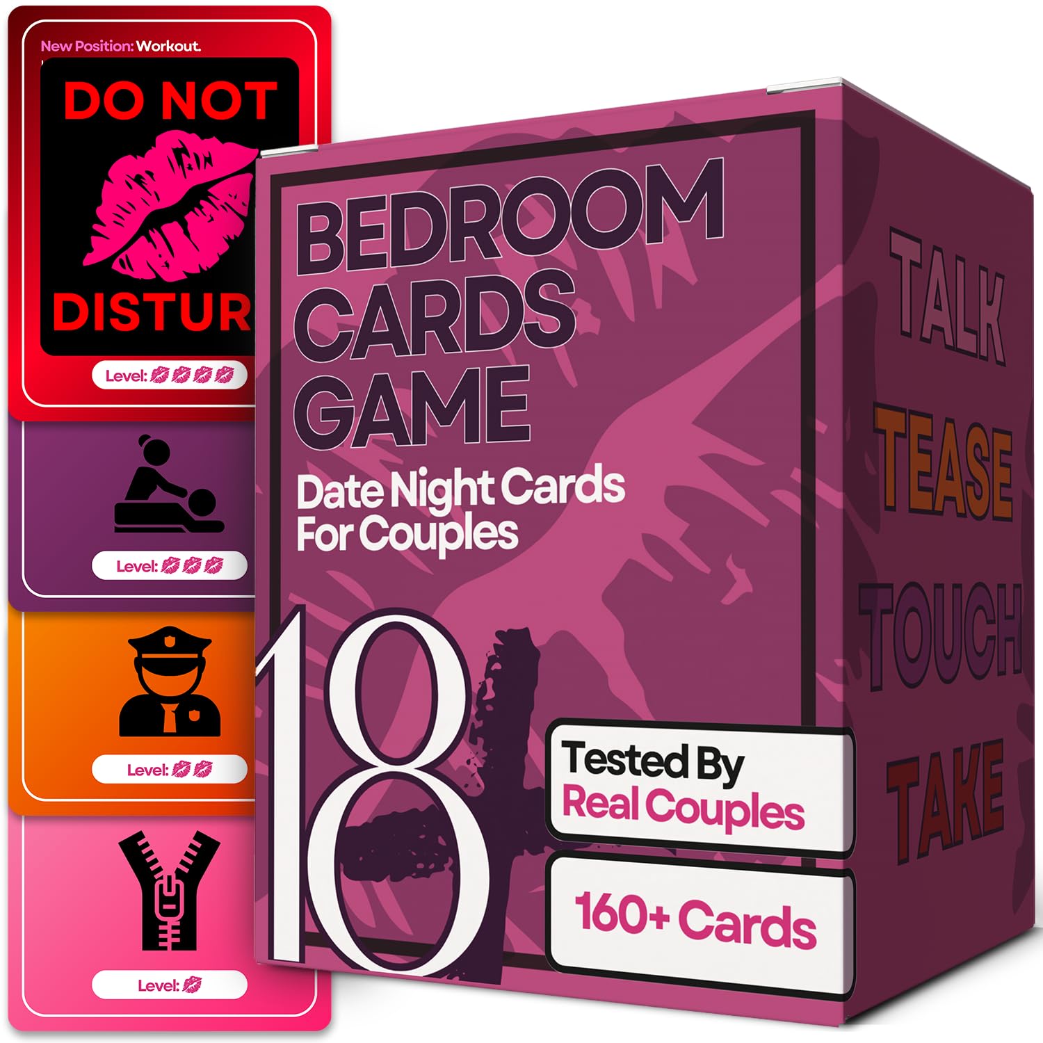 Photo 1 of 160 Cards Couples Games for Adults - Romantic & Naughty Game Date Night Ideas to Spark Conversation & Intimacy - 4 Levels of Spicy Dares - Anniversary, Valentines Love Gift for Boyfriend & Girlfriend