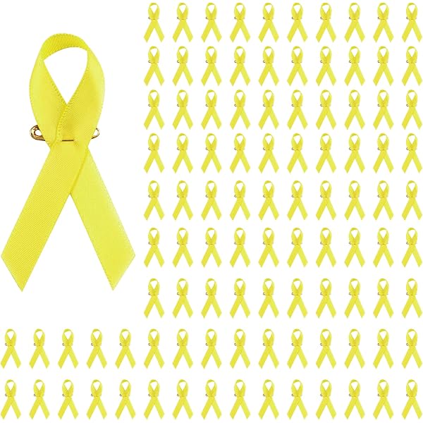 Bulk Yellow Ribbon Pins (25/50/100 Pcs) - Metal Awareness Ribbon Brooches For Bone Cancer Support, Charity Events - View #11
