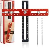 Seuwml Cabinet Hardware Jig,Cabinet Handle Jig for Drawers Cabinets,Adjustable Cabinet Hardware Template Tool for Knobs,Handles and Pulls,Self-Centering Drill Guide for Precise Installation