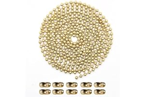 AOPROFREE Brass 60" Ceiling Fan Pull Chain Extra Long Rust Proof 3MM Beaded Ball Light Pulls Extension Ornament Chains with 20 Connectors