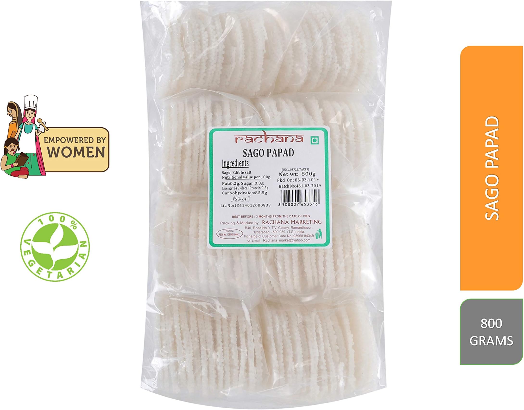 Rachana Sago Papad, 800 Grams