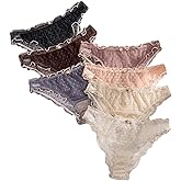 GORGLITTER Women's 7 Pack Sheer Panties Mesh Underwear Frill Trim Low Rise Briefs
