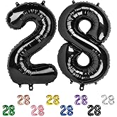 40 Inch Birthday Balloons 28 Number Baloons for Happy Birthday Decorations Supplies, Black Balloons for Celebration Party, Graduation, Photo Prop