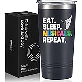 Onebttl Theater Gifts, Broadway Gifts for Musicians, Actors and Music Teacher on World Theatre Day, Birthday and Chistmas, 20 oz Insulated Stainless Steel Tumbler - EAT SLEEP MUSICALS REPEAT