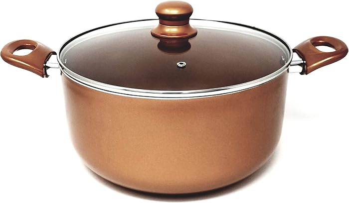 Better Chef, D804, 8-Quart Copper Colored Ceramic Coated Dutch Oven with Tempered Glass Lid
