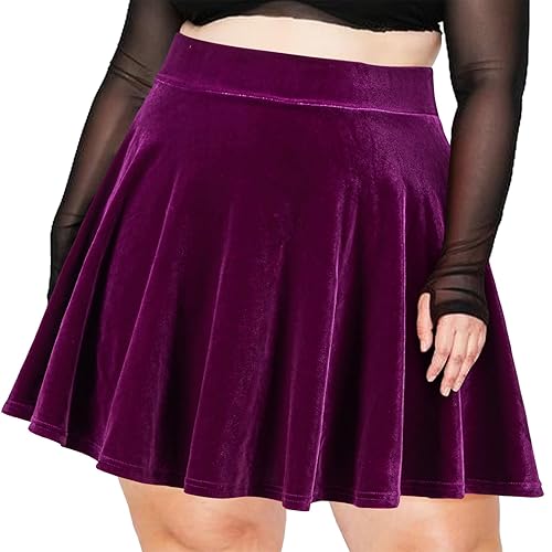 Women's Plus Size Mini Skirt Vintage Velvet High Waisted Goth Winter Skirts