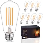 EMYMLITE 8 Pack Dimmable Vintage LED Edison Bulbs, E26 LED Bulb 60 Watt | 6W 800Lumens Warm White 2700K, ST19/ST58 Shatter Resistant Decorative Light Bulb Style for Home and Commercial Lighting