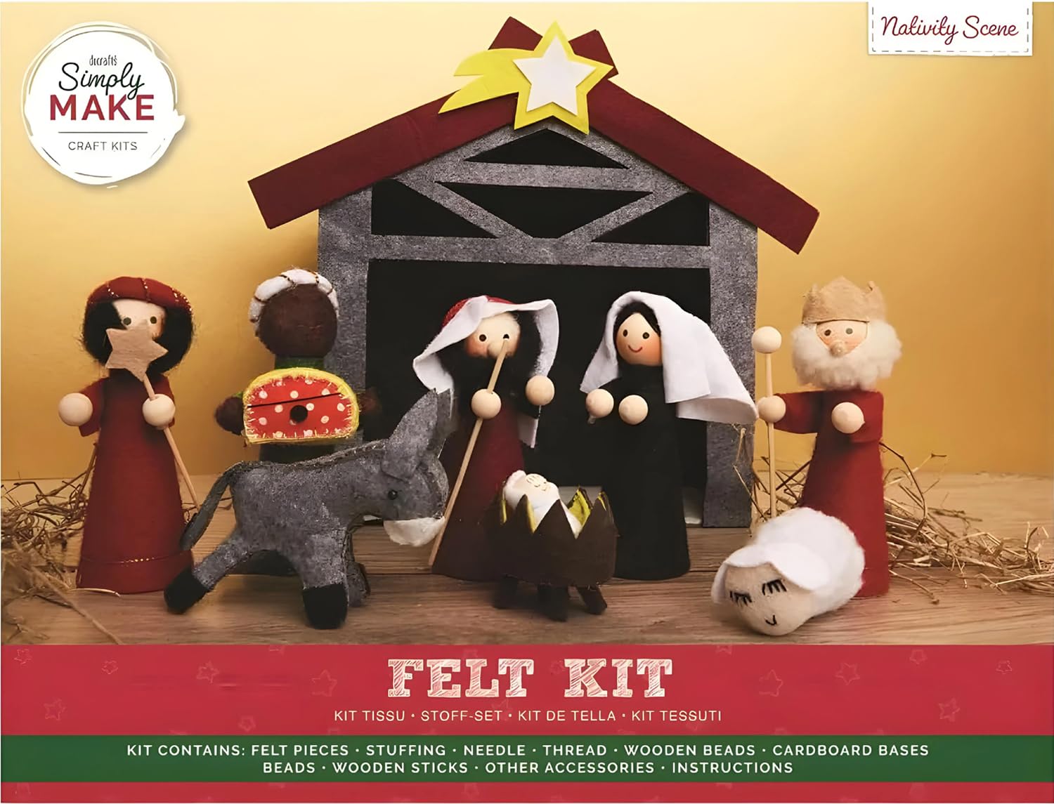 Simply Make Felt Nativity Scene Christmas Kit, Craft Accessories, Ideal for Beginner and Experienced Crafters, Great Felt Fabric Craft Set Gift, Ideal for Adult and Older Kids