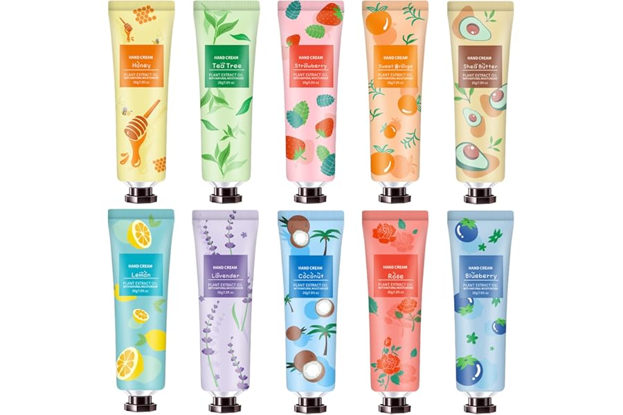 10 Pack Hand Cream for Dry Cracked Hands, Stocking Stuffers for Teen Girls,Christmas Gifts for Women,Teacher Appreciation Gifts, Natural Plant Fragrance Mini Hand Lotion Moisturizing Hand Care Cream