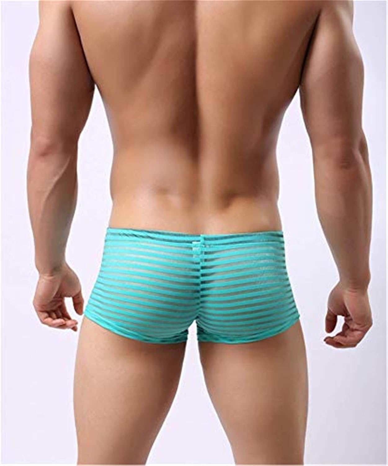 Hombre Yomie Hombres Ropa Interior Malla con Rayas Transparentes Slips