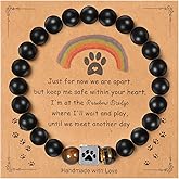 FNANJWQ Pet Memorial Stone Bracelet, Pet Sympathy Rainbow Bridge Pets Memorial Bracelet with Card Dog Memorials Gifts for Men Women Who Loss of Beloved Dog Cat