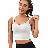 Everrysea Sports Bras for Women High Support Longline Workout Tank Tops Built in Bra Strappy Yoga Padded Crop Top