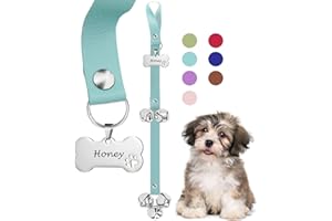 KEXIAVA Leather Dog Doorbell, Dog Bells Puppy Training Bell for Door Training Bells for Dogs to Ring to Go Outside Bell for Dogs to Ring to Go Potty (Light Blue)