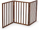 Oypla Dark Brown Dog Safety Folding Wooden Pet Gate Portable Indoor Barrier