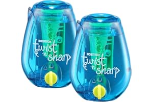 Bostitch Office Twist-n-Sharp Pencil Sharpener, for Kids & Colored Pencils, 2 Pack of Blue (PS1-BLUE-2PK)