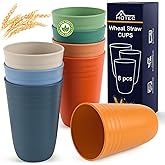 HOTEC 8-Pack 15oz Plastic Cups, BPA-Free Reusable Drinking Cup set, Unbreakable Tumblers, Dishwasher Safe Water Plastic Glasses, Multicolor