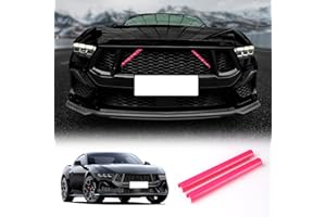 KUNGKIC For 2024 2025 Mustang Grill Inserts Trims ABS V Brace Stripes Wrap Covers Exterior Car Accessories (Pink)